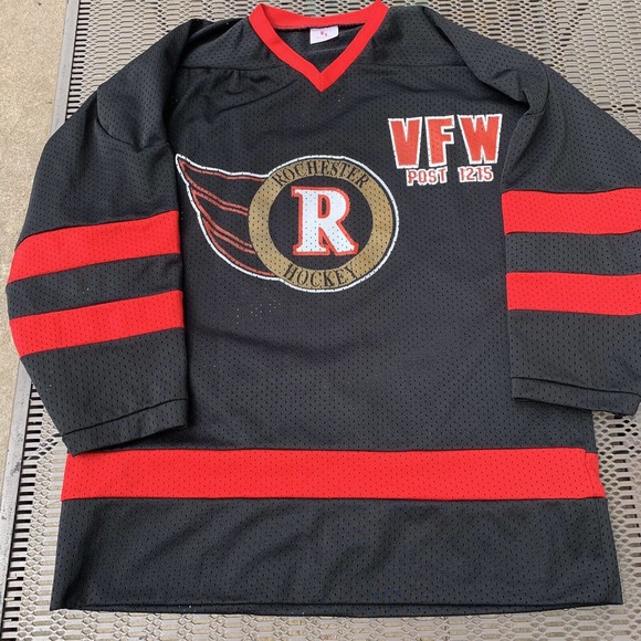 Vintage Rochester Hockey Jersey VFW Post 1215 K1 Sportswear Black L Minnesota MN - Picture 1 of 9